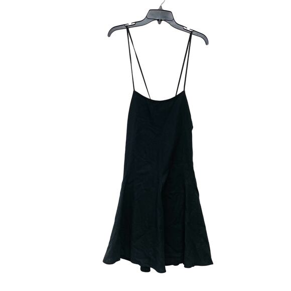 A New Day Women's Black Spaghetti Strap Flared Hem Bow Back Dress Size Large - Picture 1 of 5